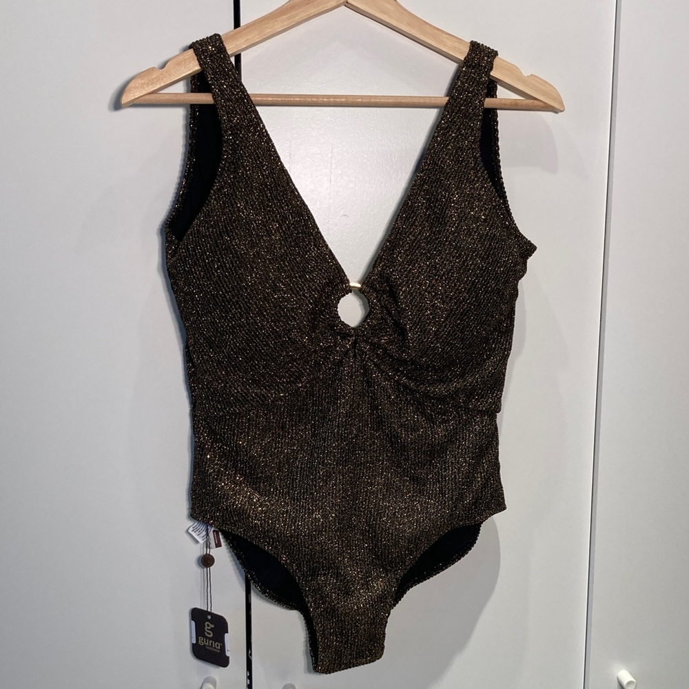 Guria One-Piece crinkle lurex black gold XL  Swimsuit